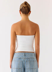 Adrienna Strapless Top - White