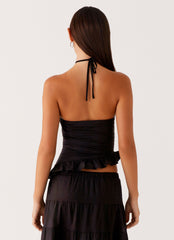 Mariella Linen Top - Black