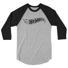 Hot Wheels Outline Logo 3/4 Sleeve Grey and Black Raglan Shirt