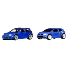 Hot Wheels Premium Car Culture 2-Pack 2004 Volkswagen Gold R32 & Volkswagen Golf MK7