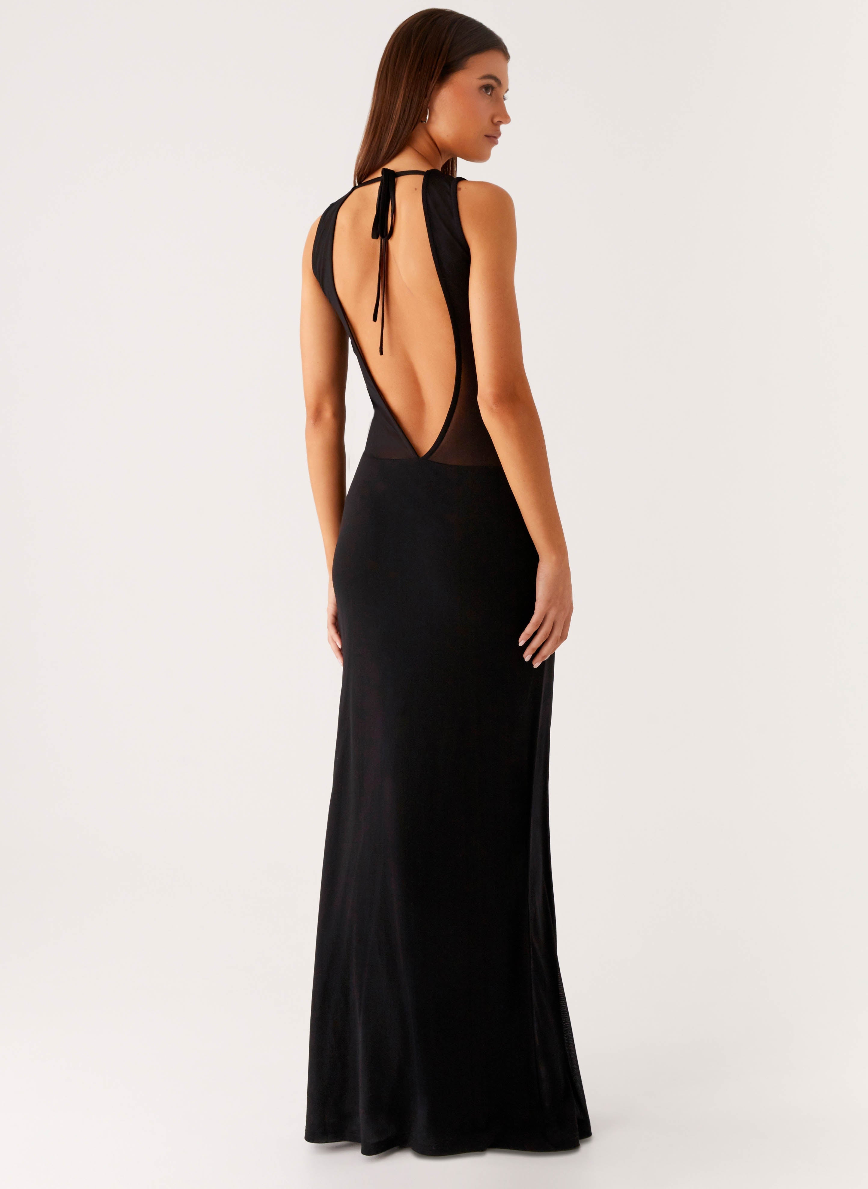 Lyria Mesh Maxi Dress - Black