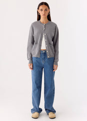Sean Relaxed Knit Cardigan - Grey