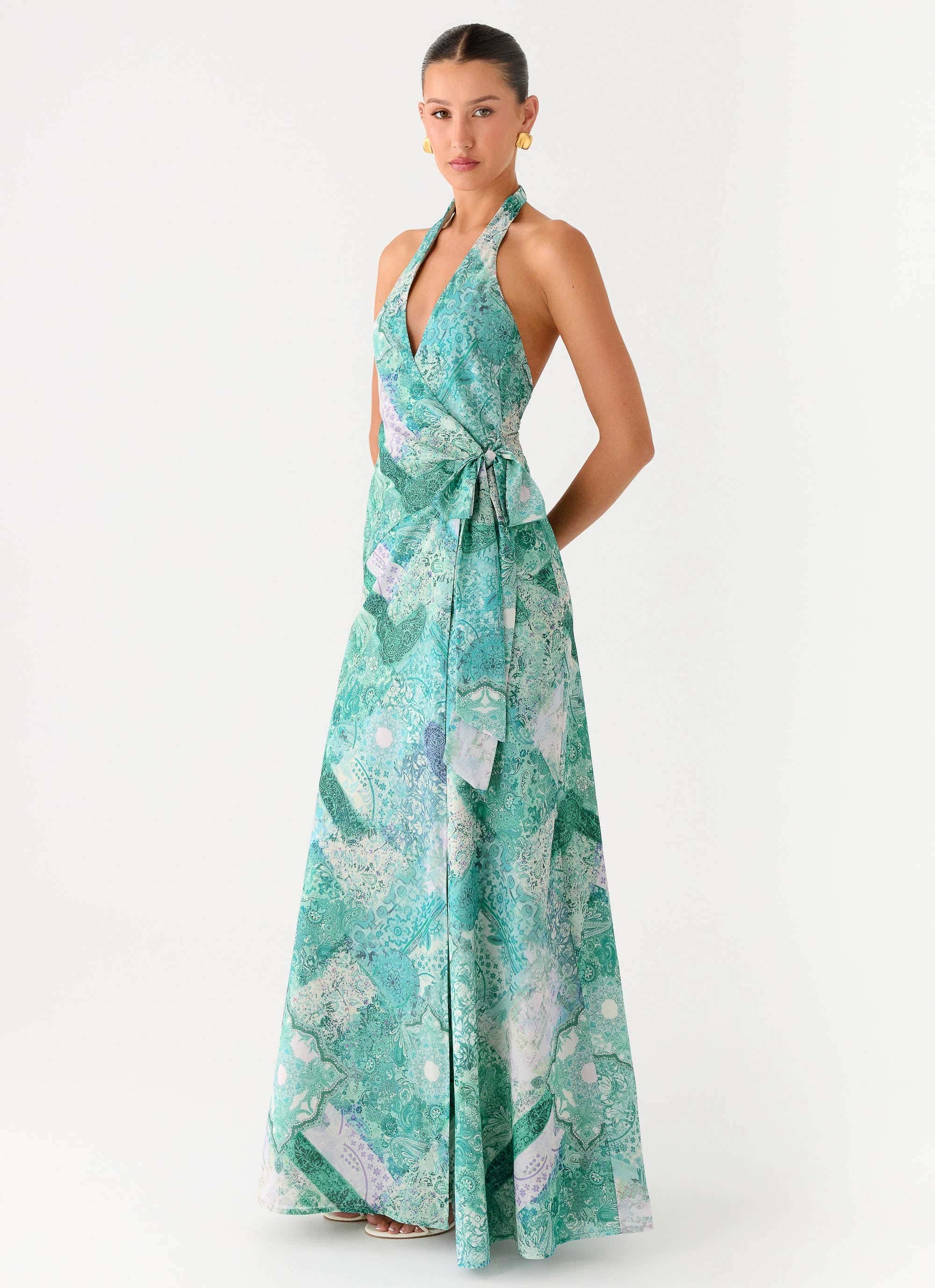 So Chic Maxi Dress - Green Paisley