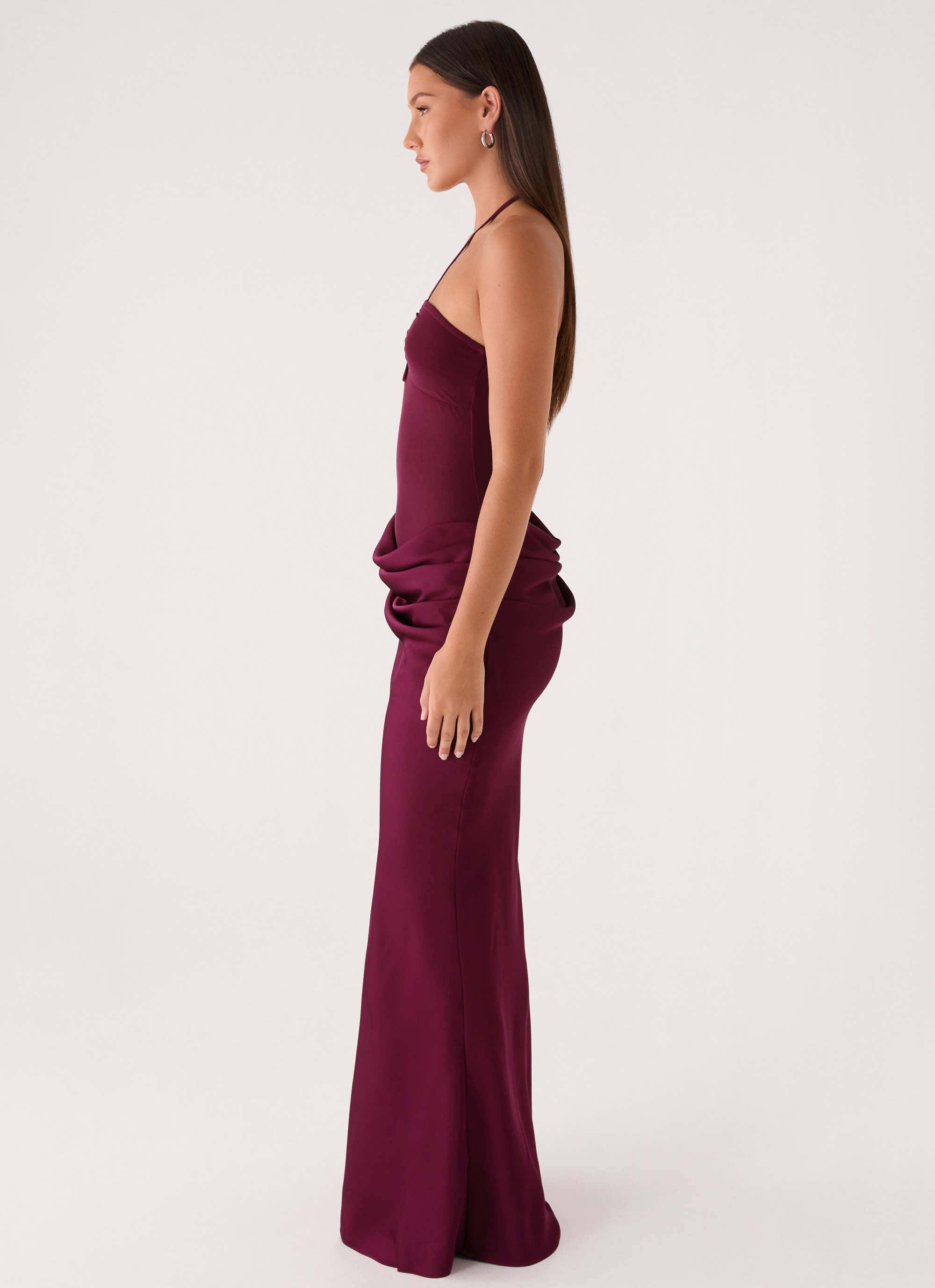 Verner Halter Maxi Dress - Plum