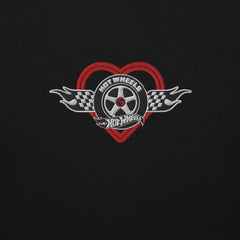 Hot Wheels Checkered Hearts Embroidered Black Hoodie