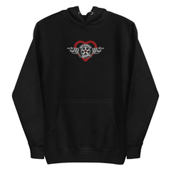 Hot Wheels Checkered Hearts Embroidered Black Hoodie